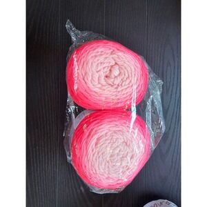 Lion Brand Mandala Gradient Hot Pink Ombre Sparkle Yarn 2 Cakes  Med 4
